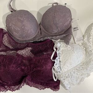 BUNDLE: Elegant Lace Bra in Purple Tones and White